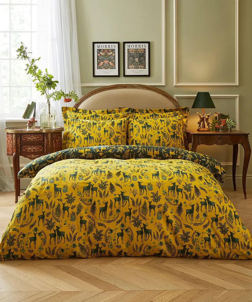 Joe Browns ZB255 Whimsy Woodland 100% Brushed Cotton Green Duvet Set