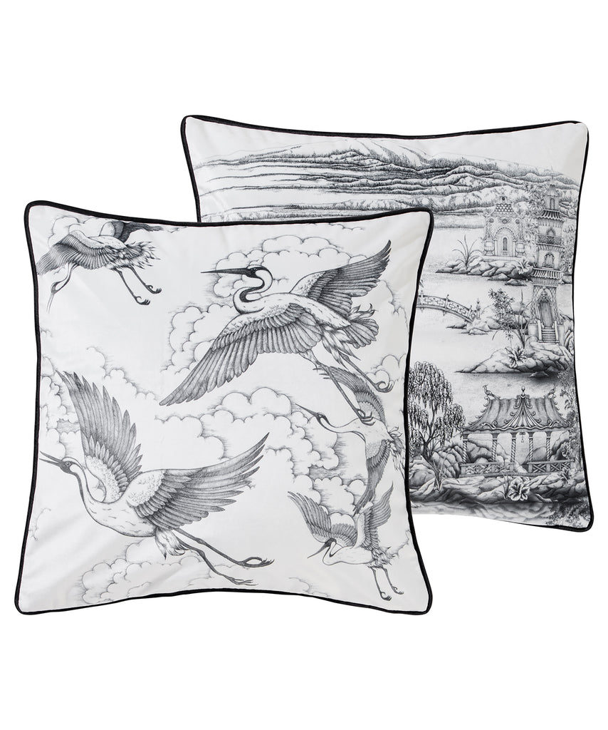 Joe Browns ZB317 Herons In Flight White Reversible Velvet 45cm x 45cm Cushion