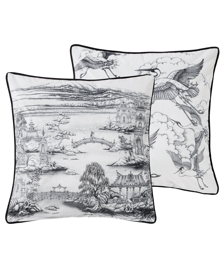 Joe Browns ZB317 Herons In Flight White Reversible Velvet 45cm x 45cm Cushion
