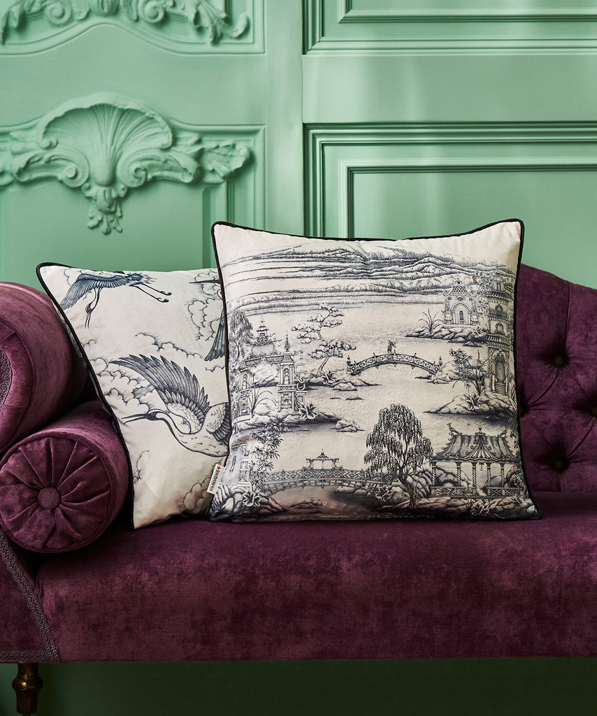 Joe Browns ZB317 Herons In Flight White Reversible Velvet 45cm x 45cm Cushion