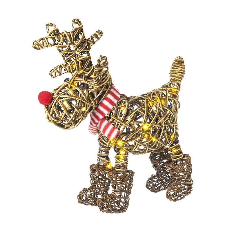 Heaven Sends GWW056D Light Up Rattan Reindeer in Boots