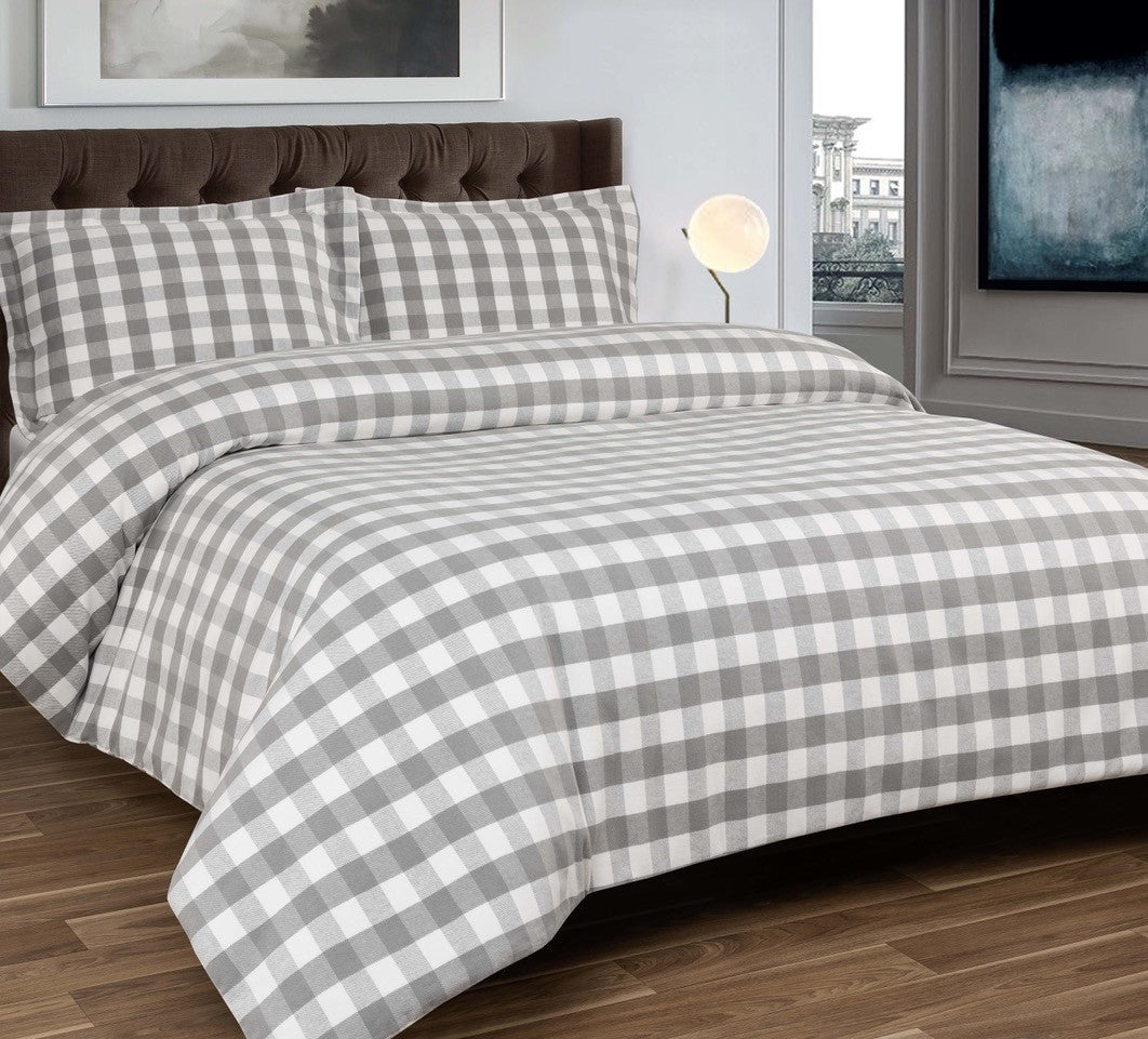 Design Port Stirling Grey 100% Brushed Cotton Duvet Set