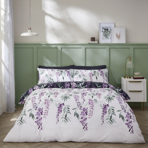 Catherine Lansfield Wisteria White/Navy Bedding