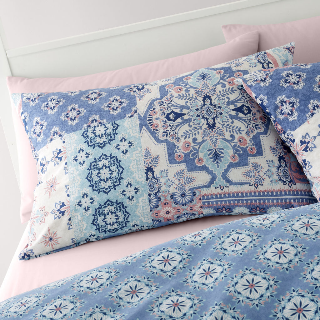 Catherine Lansfield Boho Patchwork Blue Bedding