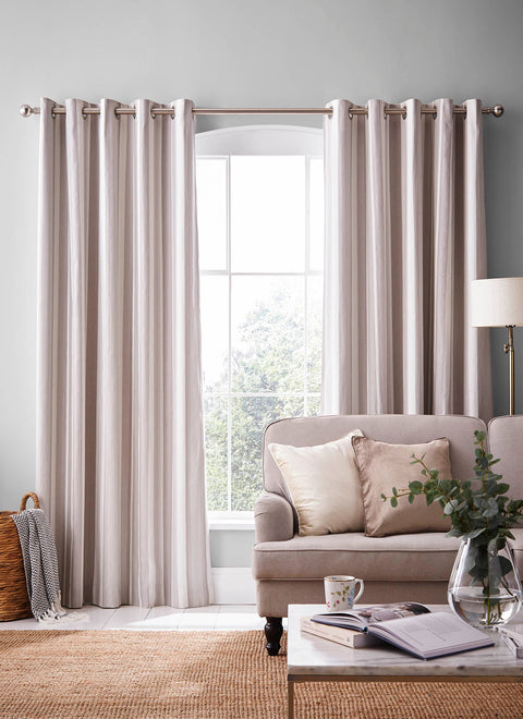 Laura Ashley Awning Stripe Blackout Lined Eyelet Curtains (ORDER ONLY)