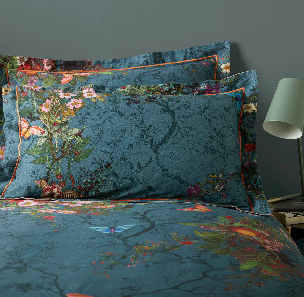 Timorous Beasties Bloomsbury Garden Teal Quilt Set