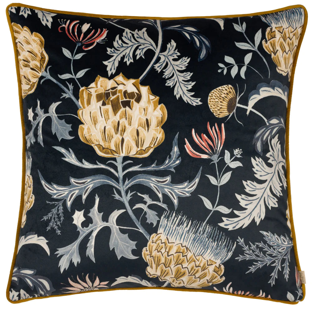 Evans Lichfield Chatsworth Artichoke Velvet Piped 50cm x 50cm Cushion