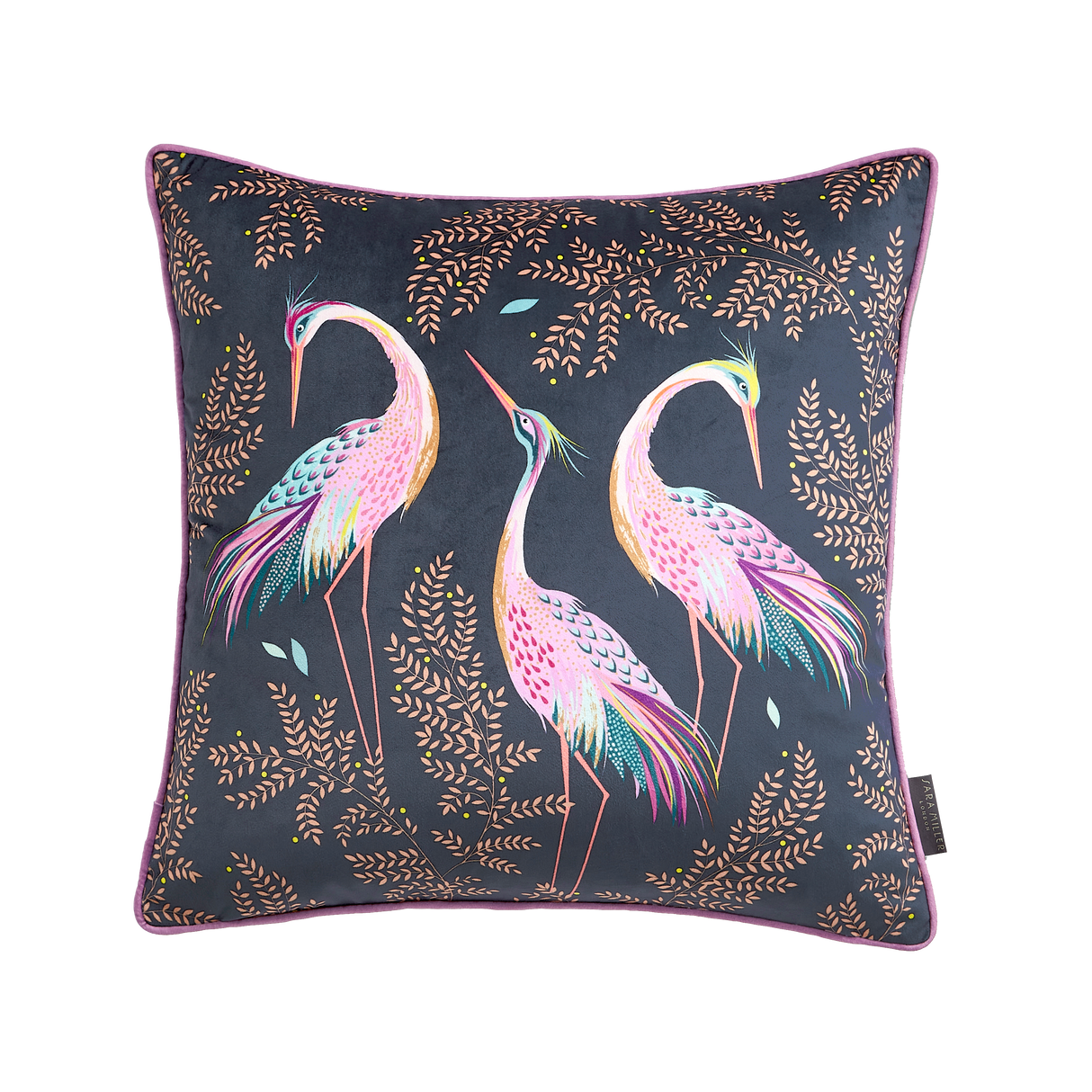 Sara Miller Dancing Cranes Midnight 50cm x 50cm Feather Filled Cushion