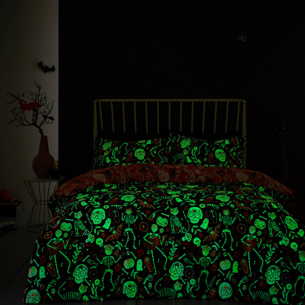 Bedlam Halloween Day of the Dead Black/Orange Bedding