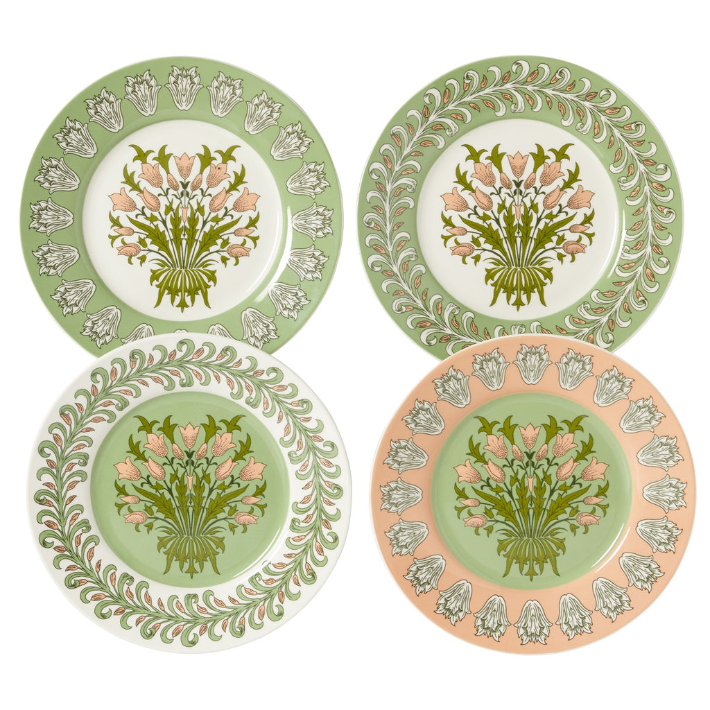 FG6867 William Morris at Home Useful & Beautiful Four Assorted Fine China Dessert Plates Set of 4