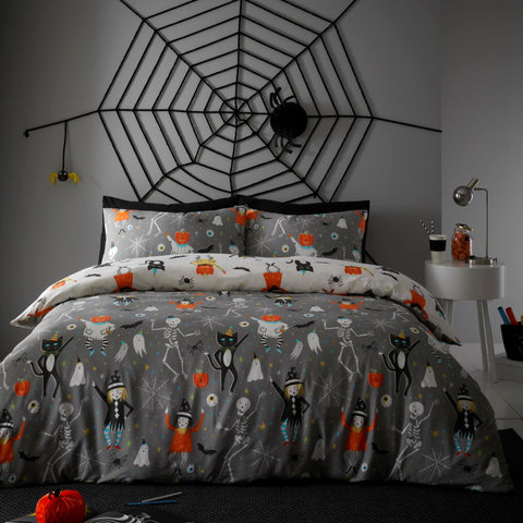 Bedlam Halloween Party Grey Bedding