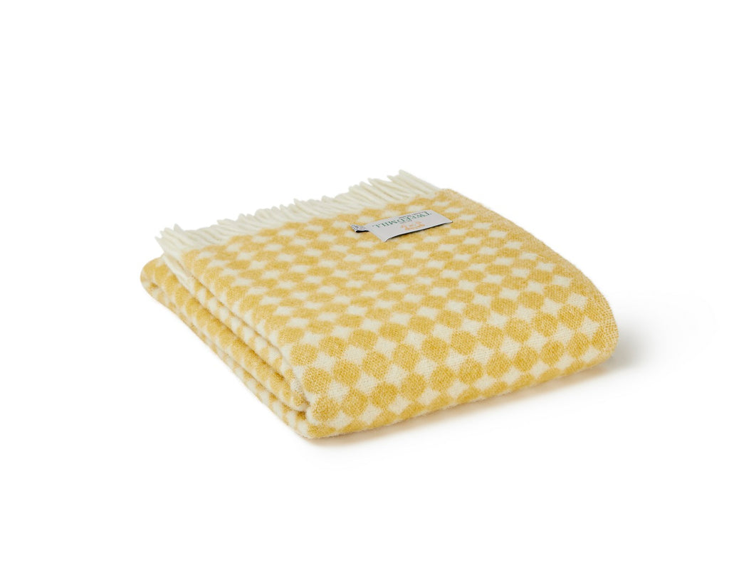 Tweedmill Jacquard Spot Oil Yellow 130cm x 200cm Throw
