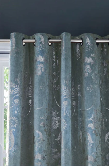 Laura Ashley Josette Metallic Lined Eyelet Curtains