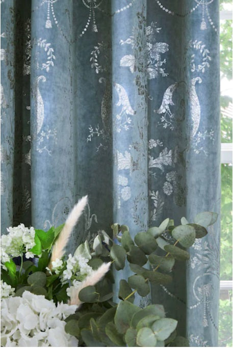 Laura Ashley Josette Metallic Lined Eyelet Curtains