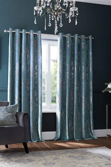 Laura Ashley Josette Metallic Lined Eyelet Curtains