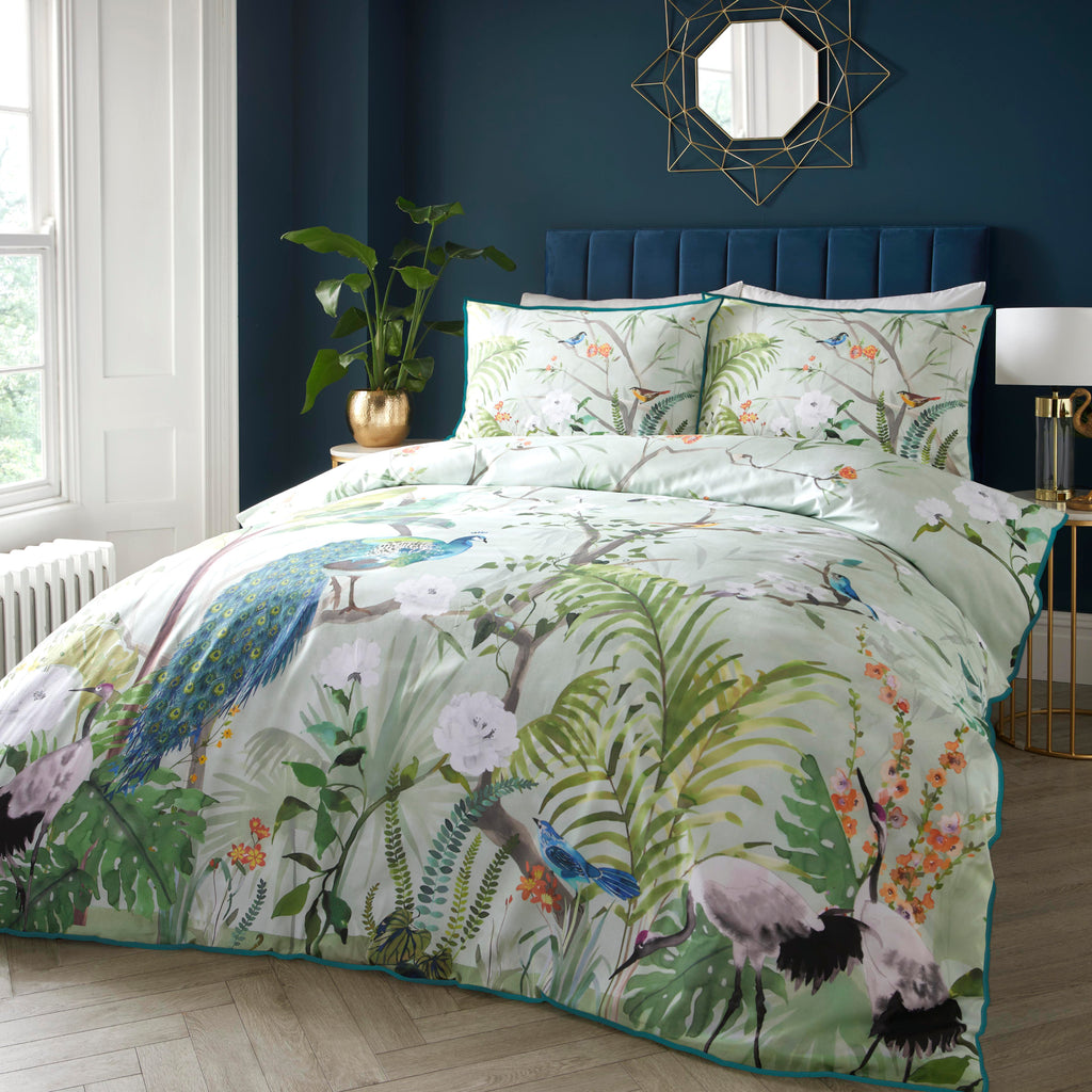 Soiree Peacock Jungle Green Duvet Set