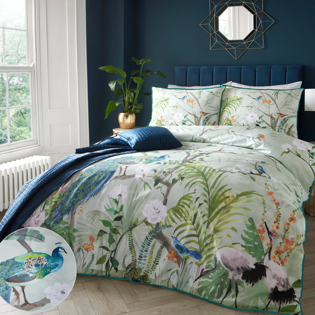 Soiree Peacock Jungle Green Duvet Set