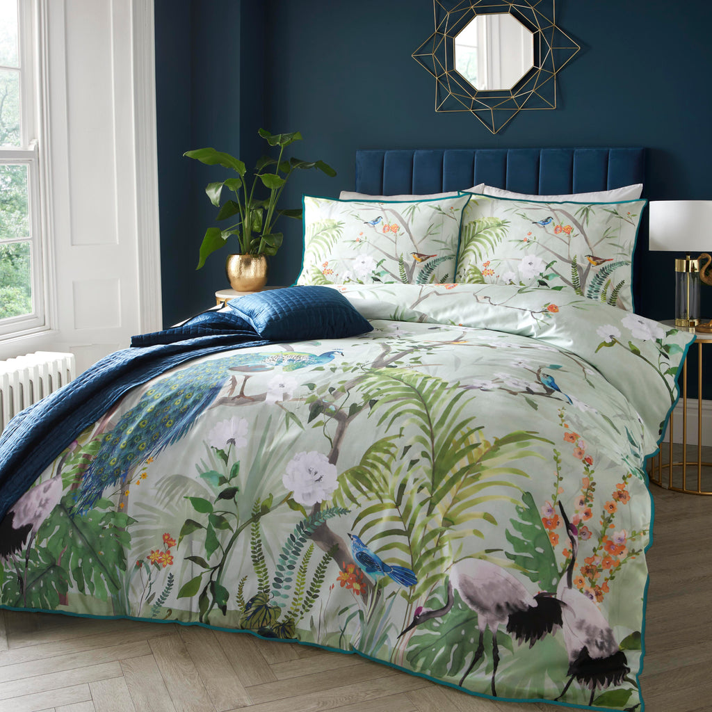 Soiree Peacock Jungle Green Duvet Set