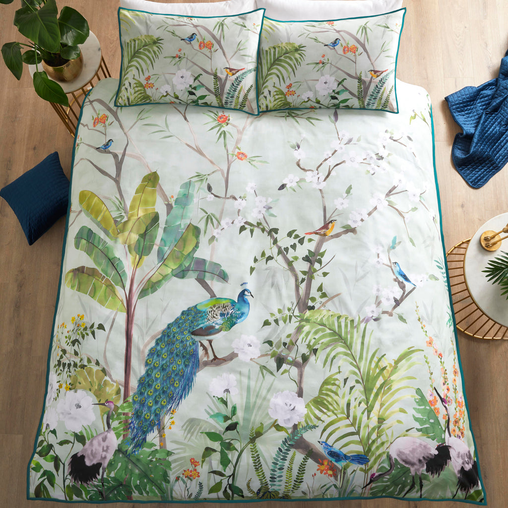 Soiree Peacock Jungle Green Duvet Set