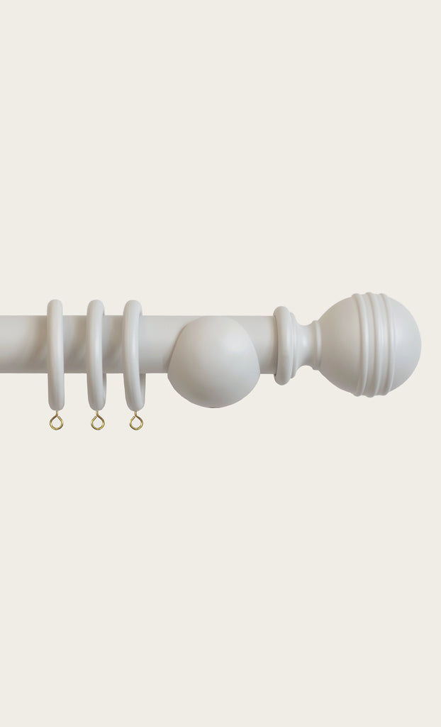 Laura Ashley Wooden Ribbed Ball Curtain Pole (ORDER ONLY)