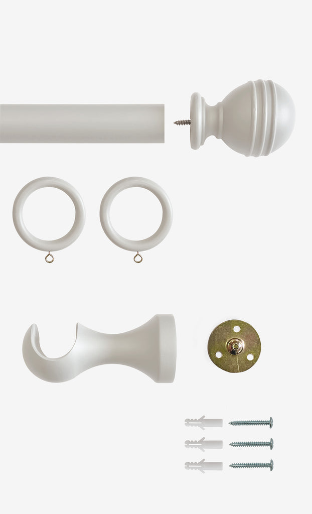 Laura Ashley Wooden Ribbed Ball Curtain Pole (ORDER ONLY)