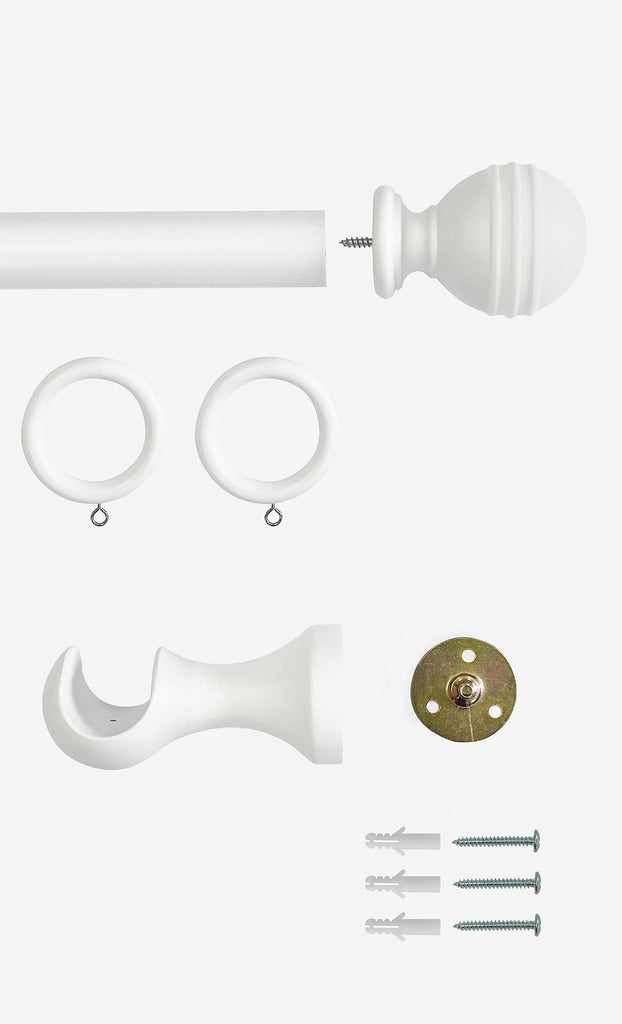 Laura Ashley Wooden Ribbed Ball Curtain Pole (ORDER ONLY)