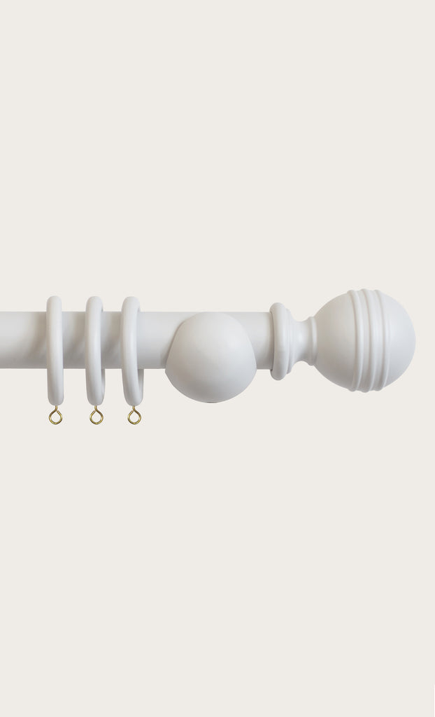 Laura Ashley Wooden Ribbed Ball Curtain Pole (ORDER ONLY)