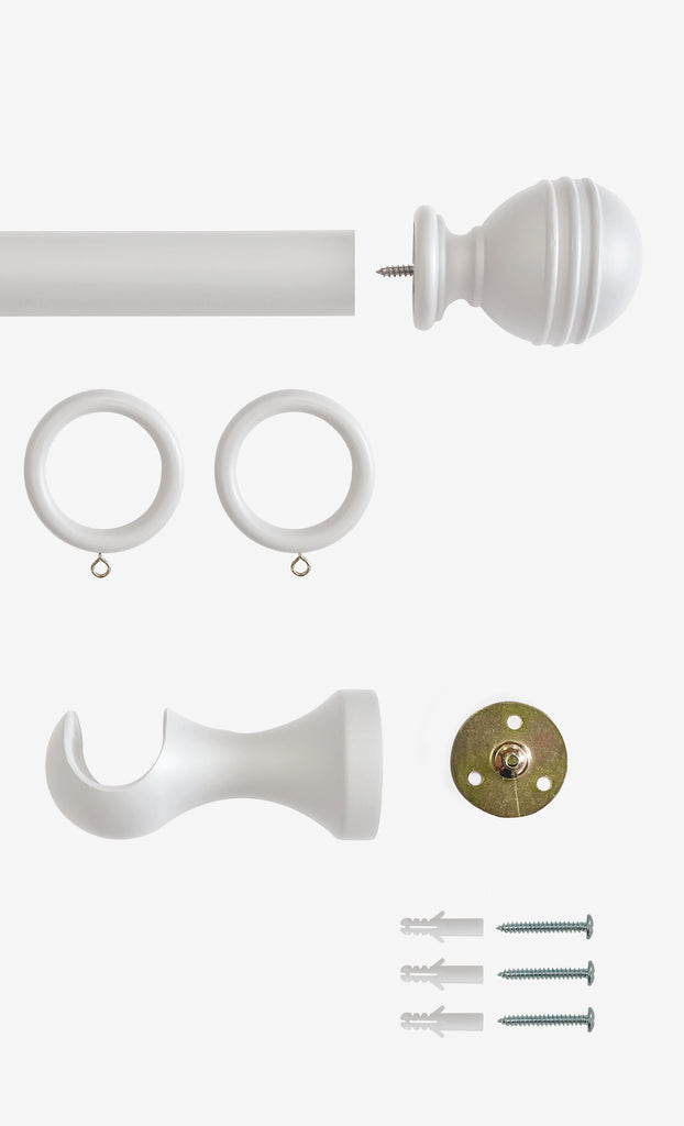 Laura Ashley Wooden Ribbed Ball Curtain Pole (ORDER ONLY)