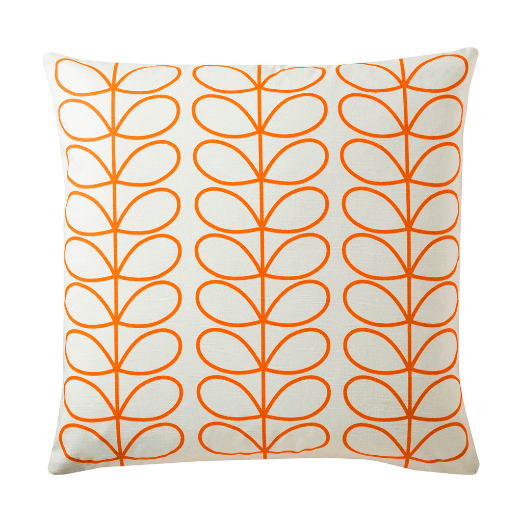 Small Linear Stem Persimmon 50cm x 50cm Feather Filled Cushion by Orla Kiely