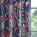 Sara Miller Smokey Birds Blue Lined Eyelet Curtains