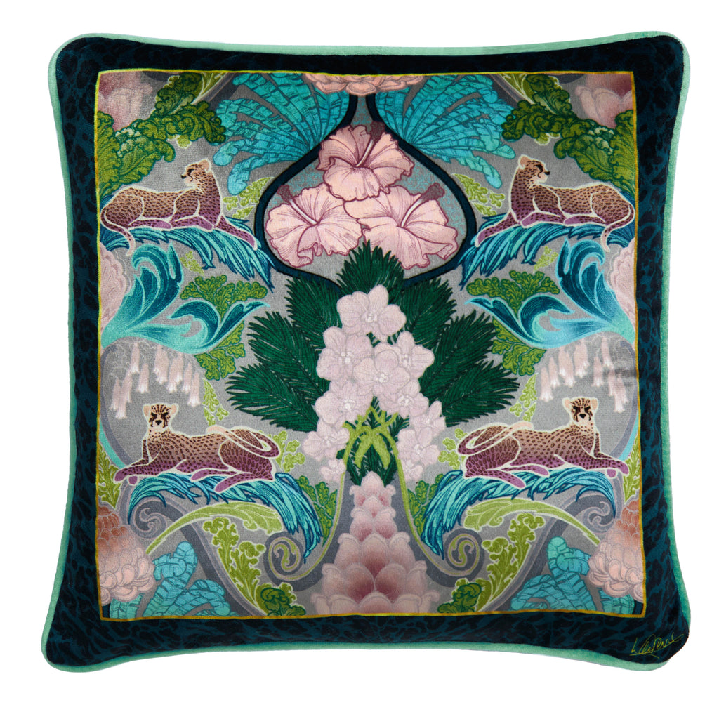 Laurence Llewelyn Bowen Suburban Jungle Teal 43cm x 43cm Cushion