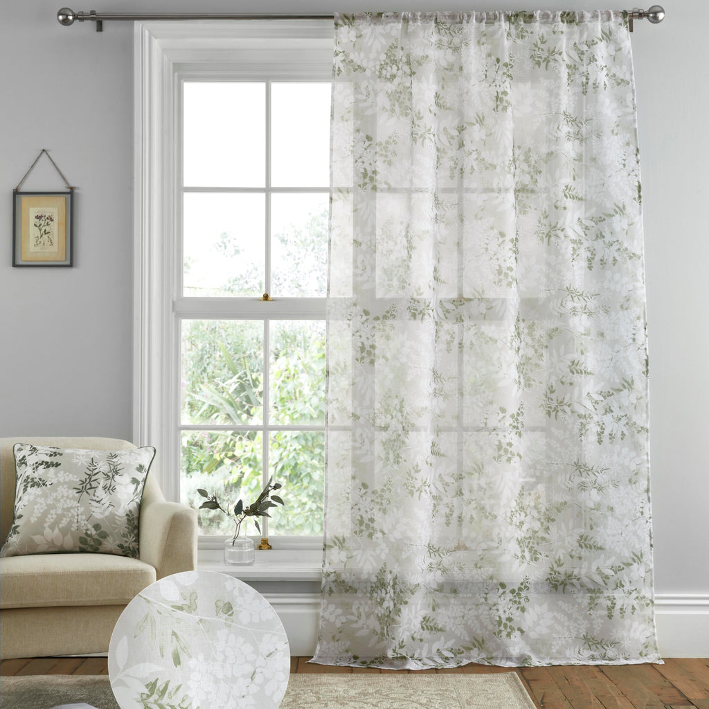 Dreams N Drapes Tiverton Green Voile Panel