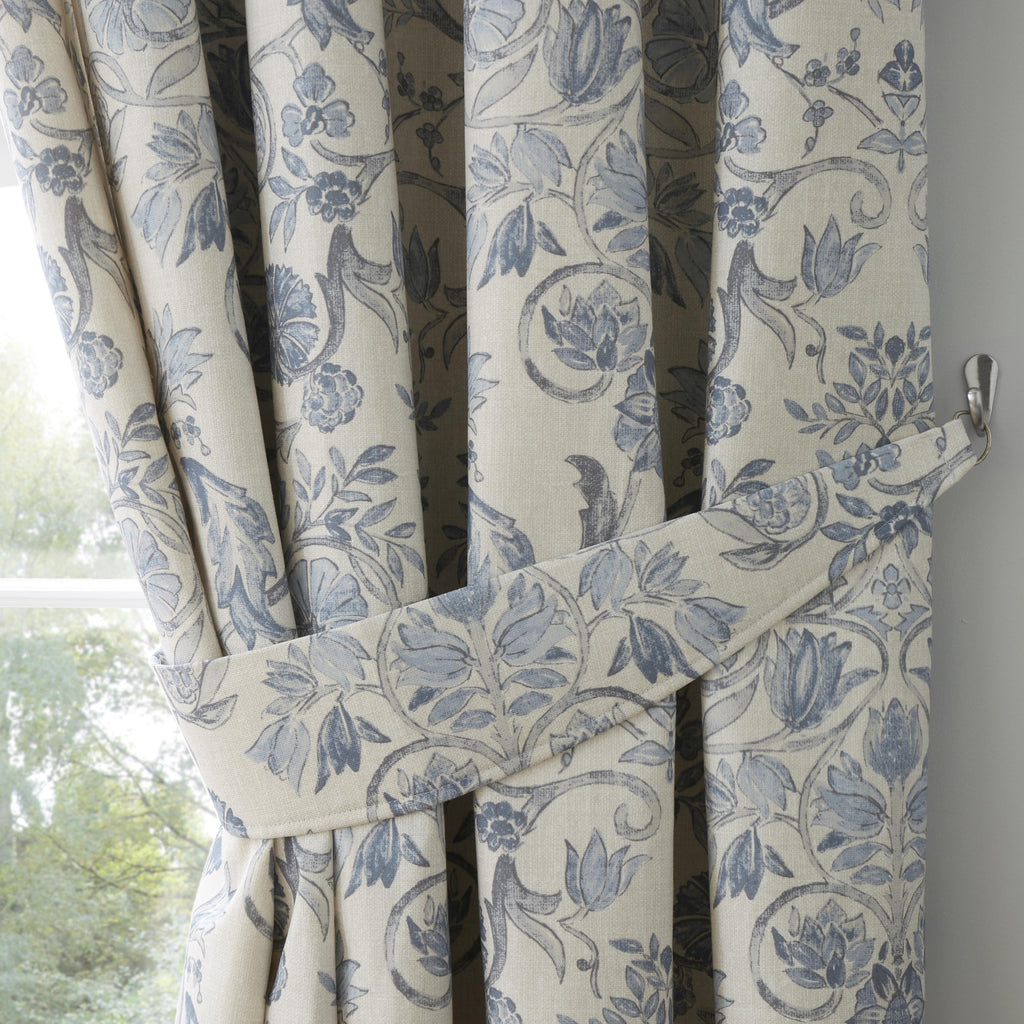Dreams N Drapes Averie Blue 3" Heading Lined Curtains
