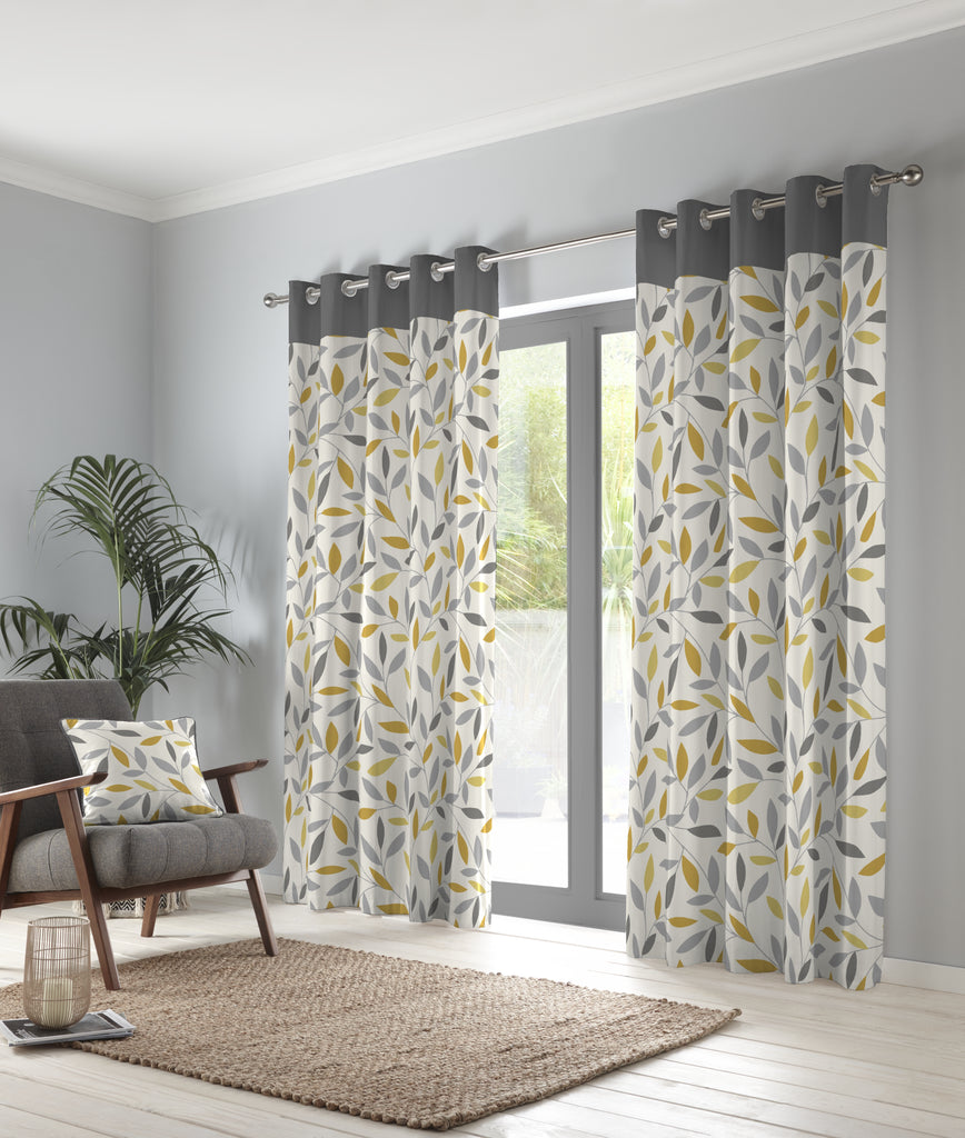 Fusion Beechwood Lined Eyelet Curtains