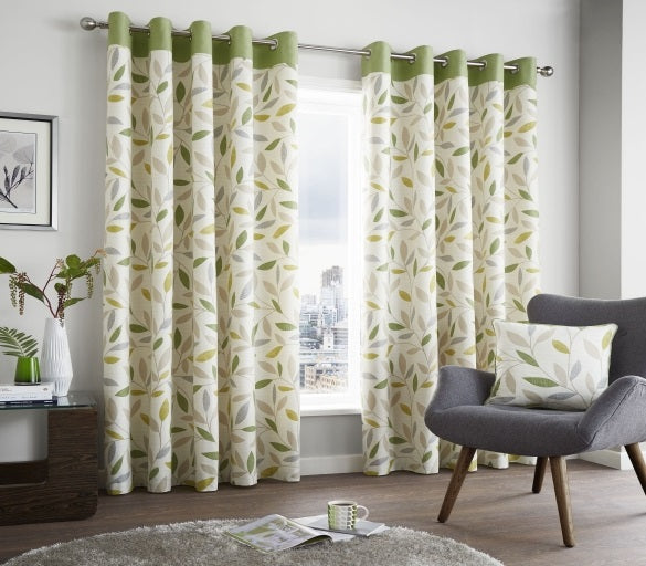 Fusion Beechwood Lined Eyelet Curtains