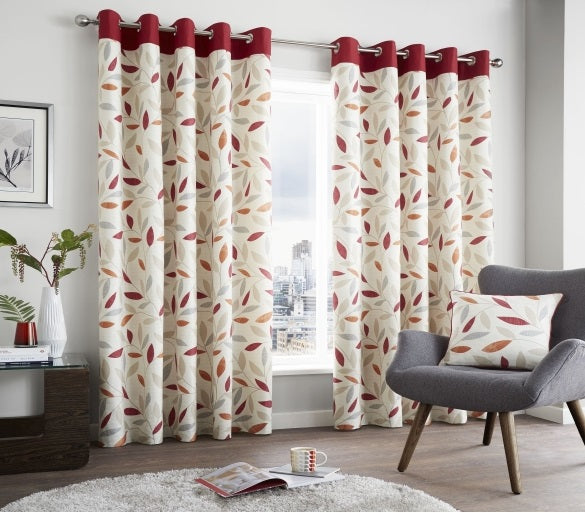 Fusion Beechwood Lined Eyelet Curtains