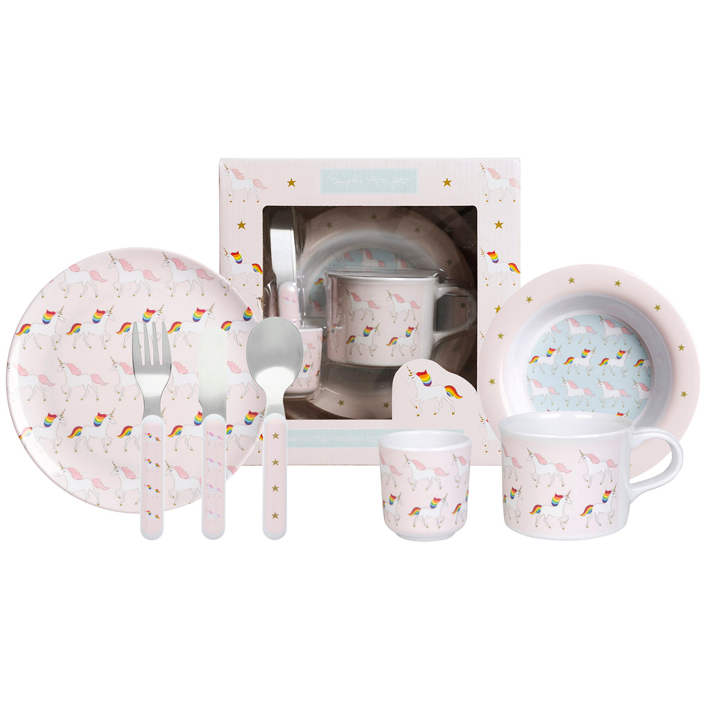 MCS3801 Sophie Allport Unicorns Childrens Melamine 7 Piece Set