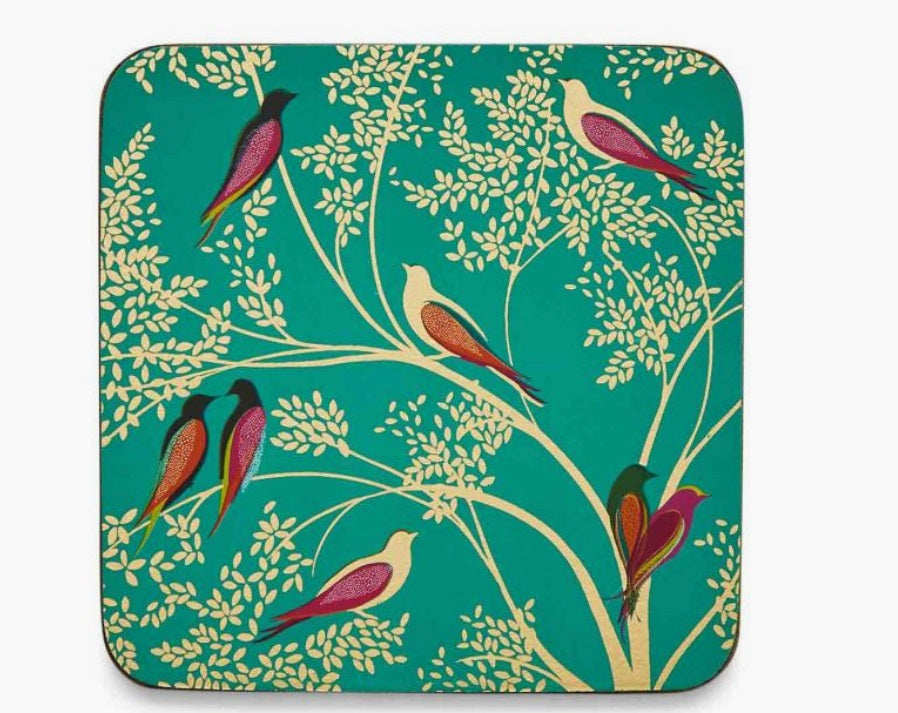 Sara Miller Bird Coasters Green Set of 6