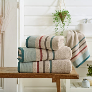 Deyongs Portland Stripe Supersoft 92% Cotton/8% Polyester 550gsm Zero Twist Towels