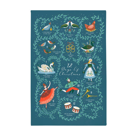 Ulster Weavers 12 Days of Christmas Blue Tea Towel