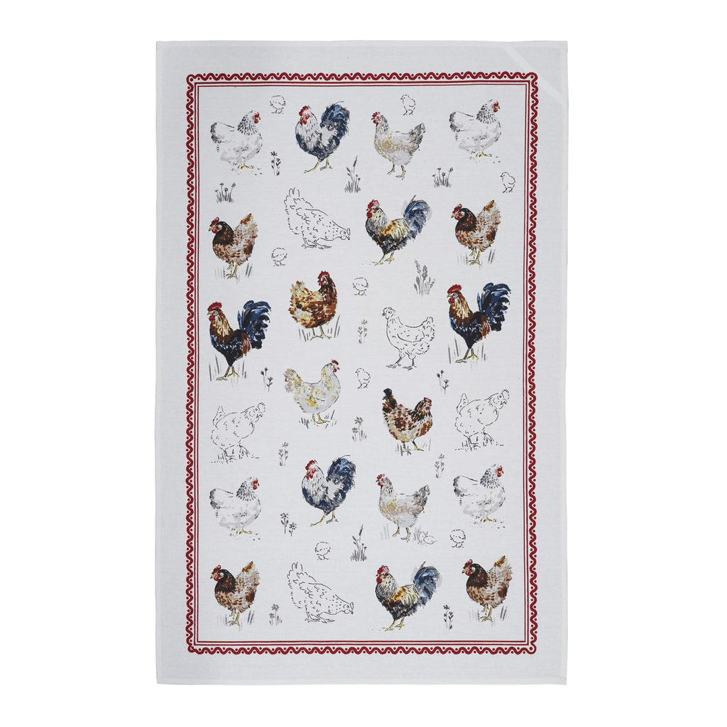 Ulster Weavers Farm Birds Red Tea Towel