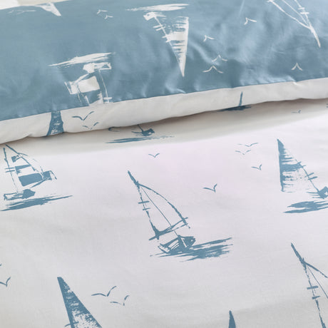 Catherine Lansfield Salcombe Boats Soft Blue Duvet Set