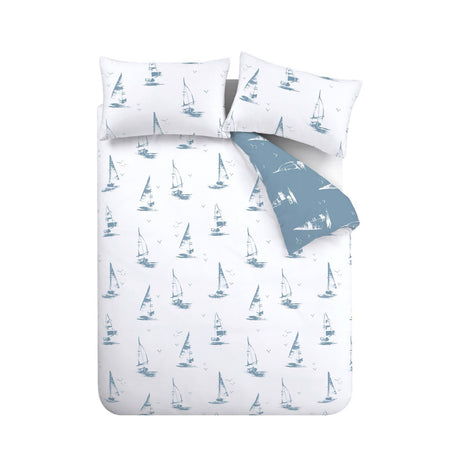 Catherine Lansfield Salcombe Boats Soft Blue Duvet Set