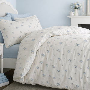 Bianca Fine Linens Vintage Rosebud Lace Blue Duvet Set