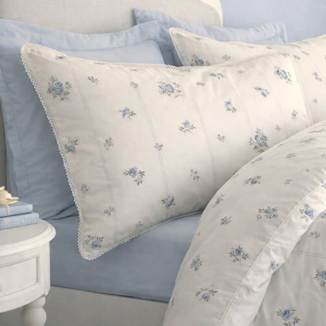 Bianca Fine Linens Vintage Rosebud Lace Blue Duvet Set
