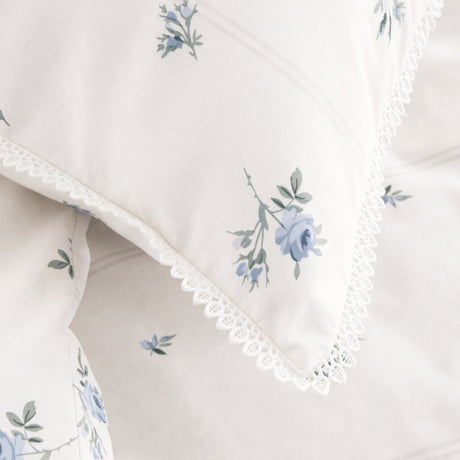 Bianca Fine Linens Vintage Rosebud Lace Blue Duvet Set