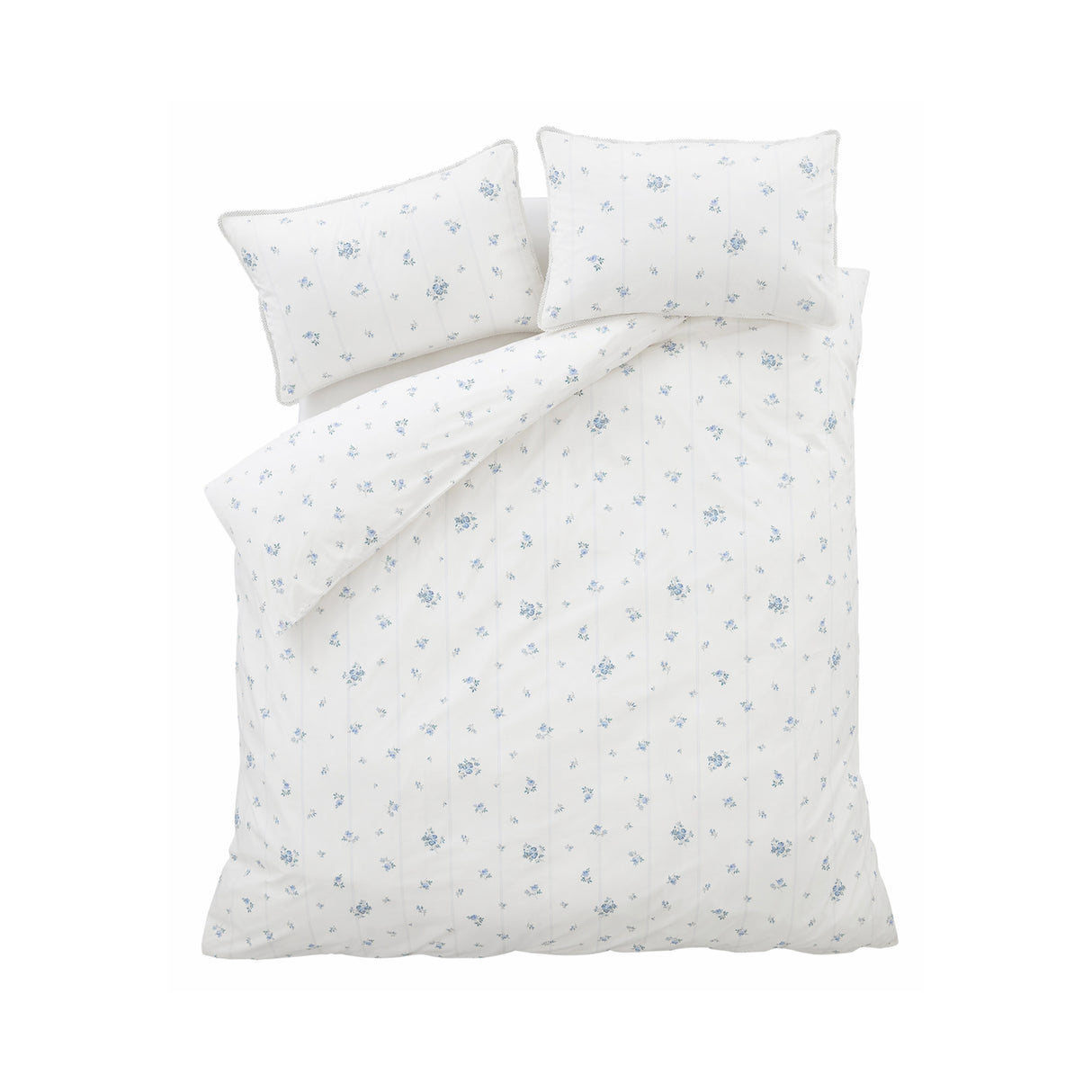Bianca Fine Linens Vintage Rosebud Lace Blue Duvet Set