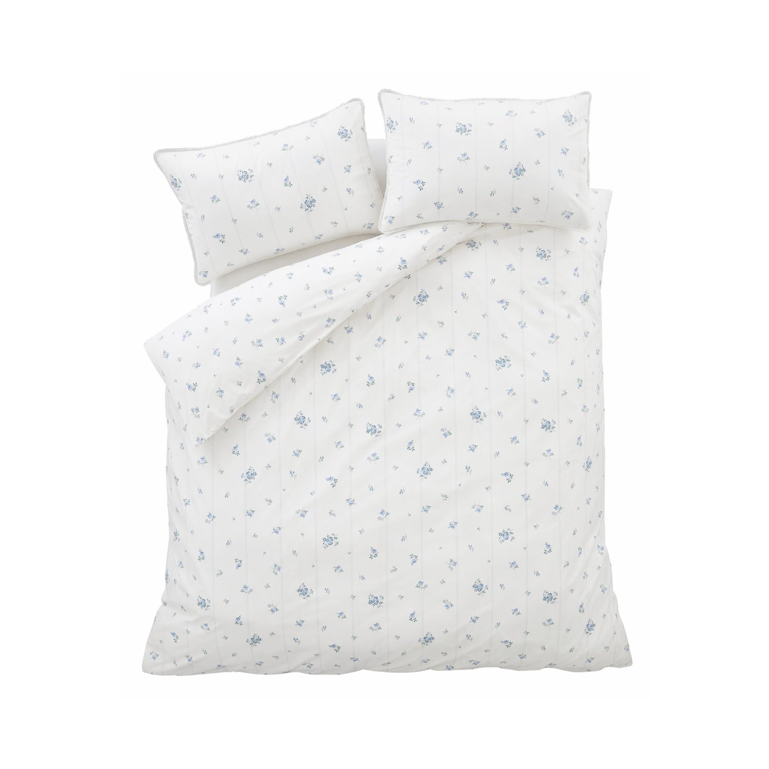 Bianca Fine Linens Vintage Rosebud Lace Blue Duvet Set