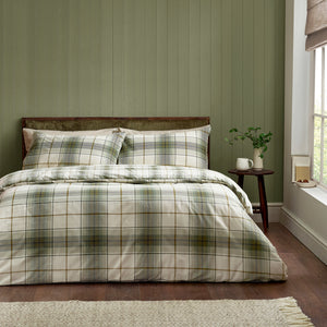 Catherine Lansfield Troon Check Green 100% Brushed Cotton Duvet Set
