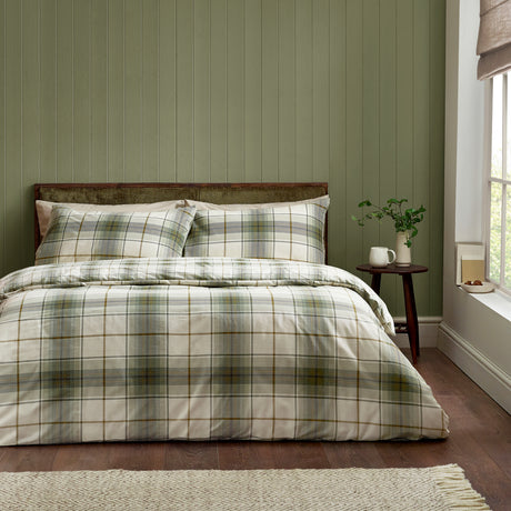 Catherine Lansfield Troon Check Green 100% Brushed Cotton Duvet Set
